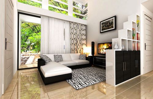 Desain ruang keluarga minimalis dengan suasana Monokrom