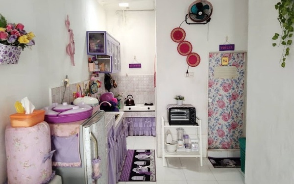 desain dapur dan kamar mandi warna ungu