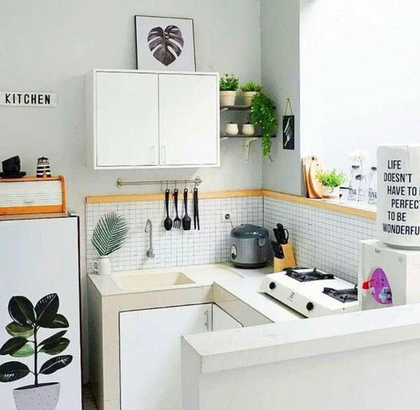 Desain dapur minimalis warna putih cantik